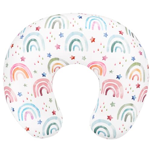 Nursing Pillow Cover, Breastfeeding Pillow Cover for Baby Girls Boys, Soft Stretchy Nursing Pillowcase for Infant Newborn, Removable Slipcover for Nursing Pillows, RainbowStar(Only Cover)