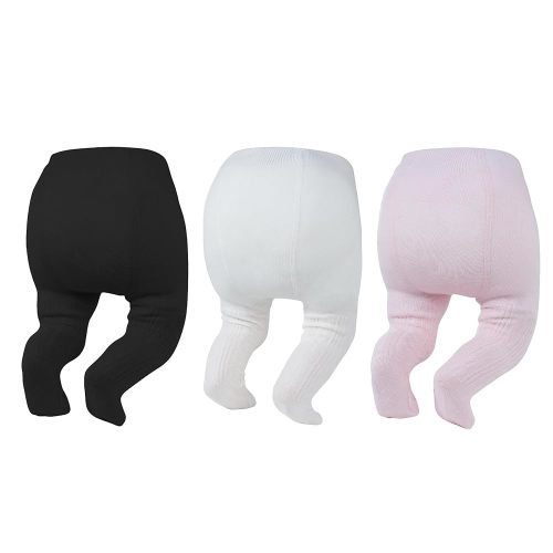 Zando 3Pack Newborn Baby Girls Tights Infant Cable Knit Winter Cotton Warm Footed Tights Leggings Stockings Pantyhose 0-4T