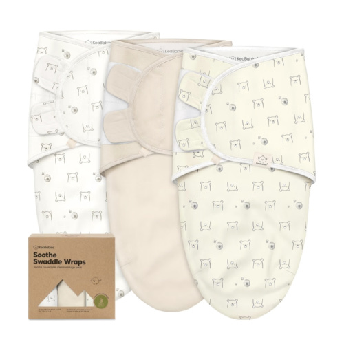 KeaBabies 3-Pack Organic Baby Swaddles for Newborns (Bumble Bear, 0-3M)
