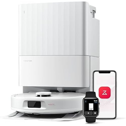 roborock Qrevo Series Robot Vacuum and Mop, 8000Pa Suction, Upgraded from Qrevo S, Anti-Tangle Brush, Smart Obstacle Avoidance, Auto Mop Washing, All-in-One Dock, 200RPM Spinning Mops, White(QV 35A)