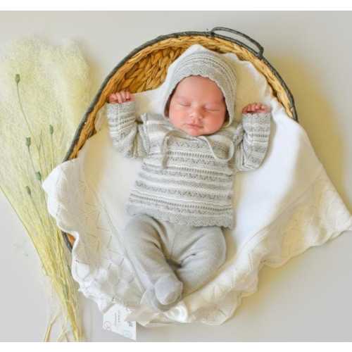 Knitted Newborn Boy Gray Cotton hospital first cloth baby tricot Heirloom