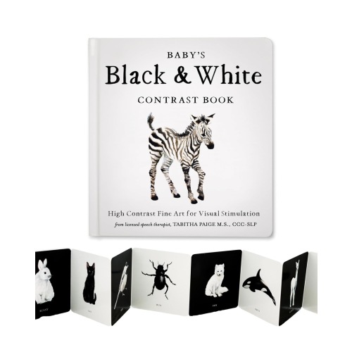 Baby's Black and White Contrast Book: High-Contrast Art for Visual Stimulation at Tummy Time (Tabitha Paige Children's Book Series)