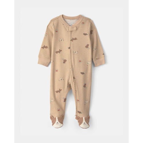 Baby Dog Cotton 2-Way Zip Sleep & Play Pajamas - Brown | Carter's