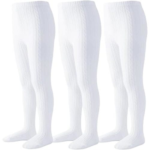 Marchare Baby Girls Tights Thick Cable Knit Tight Solid Footed Leggings Warm Stockings For Kids