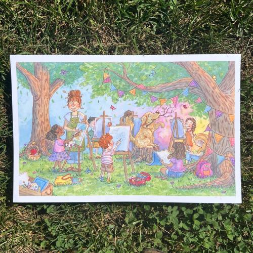 Art Class Watercolor Illustration Print | Dreamy Classroom Decor (11x17)