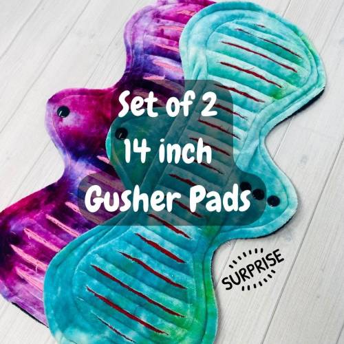 Super Heavy Cloth Pad Set: 14" Reusable Overnight Gusher Pads