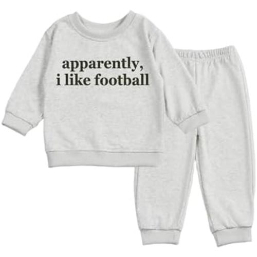 Toddler Baby apparently i like football Long Sleeve Sweatshirt Top Jogger Pants Set Cute Fall Winter Clothes Set