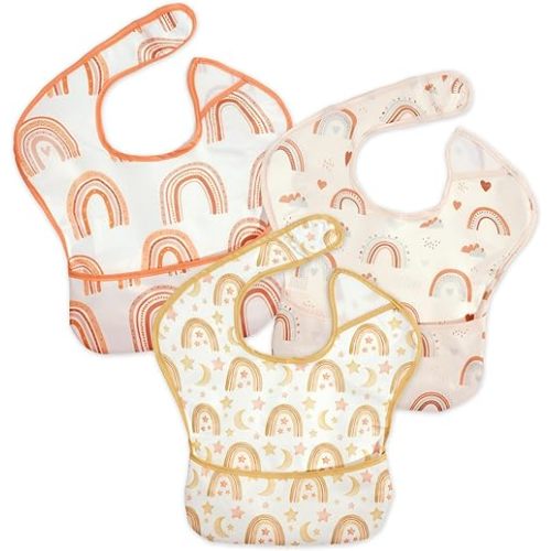 3-Pack Waterproof Baby Bibs for Eating - Lightweight Feeding Bibs, Mess Proof, Baby Essential Must Have for Eating