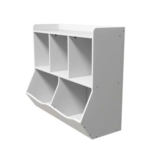 Wooden 3-Tier Kids Bookcase and Toy Organizer, 5-Section Storage Rack for Books and Toys, Toddler Cabinet & Footboard, Ideal for Nursery, Playroom