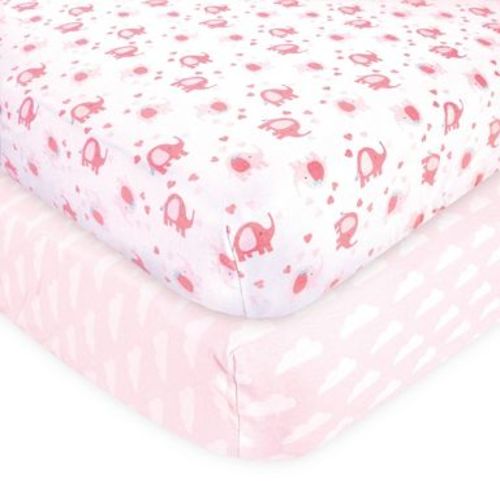 Luvable Friends Baby Girl Fitted Crib Sheet, Girl Basic Elephant, One Size