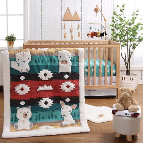 The Peanutshell Organic Cotton Crib Bedding Set for Baby Boys, Western Woods, 4 Pieces