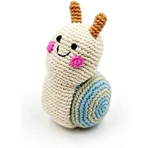 Pebble Fair Trade Handmade Crochet Cotton Snail Rattle - Cream