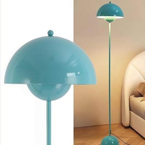 COSYLUX Modern Floor Lamp for Living Room, Industrial Tall Standing Lamp for Bedroom, Metal Shade Reflecting Light Reading Floor Lamp for Office, Nursery Room, Corner(Turquoise Blue)