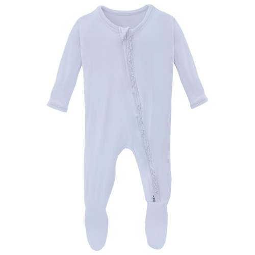 Muffin Ruffle Footie with 2 Way Zipper in Dew