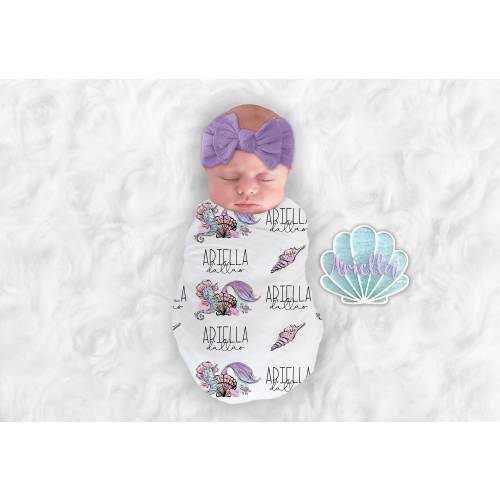 Mermaid Baby Blanket Personalize Baby Girl Blanket Baby Girl Swaddle Baby Shower Gift Name Blanket Mermaid Nursery