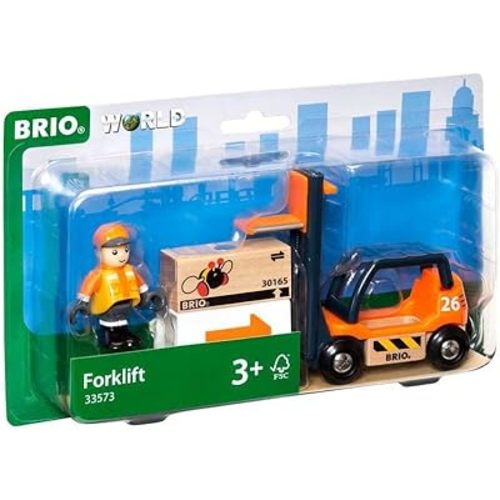 BRIO World 33573 - Wooden Toy Train Fork Lift Set