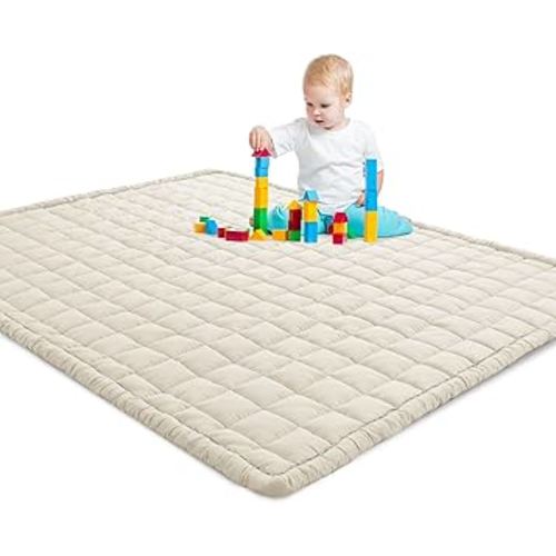HOMBYS Soft Thick Play Mat for Playpen 50x50, Soft Quilted Baby Play Carpet Mat with Non-Slip Backing for Kids Toddler Crawling and Play, Machine Washable Playmat for Nursery