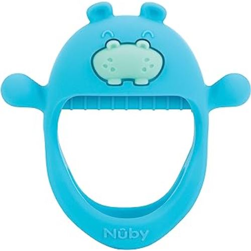 Nuby Silicone Wrist Teething Mitten - Teether Ring - 3+ Months - Hippo