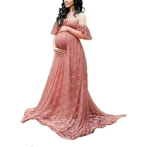 Maternity Photography Props Floral Lace Dress Fancy Pregnancy Gown for Baby Shower Photo Shoot