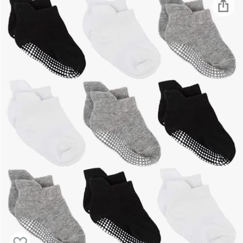 Zaples Baby Non Slip Grip Ankle Socks with Non Skid Soles for Infants Toddlers Kids Boys Girls