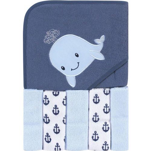 Hudson Baby Hooded Towel & Five Washcloths - Sailor Whale