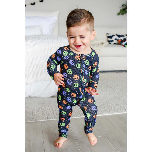 Halloween Bamboo Waffle Convertible Zip Romper in Candy Crawl | Lane & Leash – Caden Lane