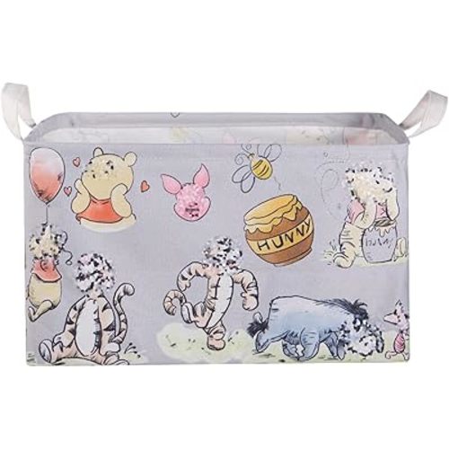 Bear Storage Basket, Nursery Large Hamper Canvas Laundry Basket Foldable With Waterproof Pe Coating,For Kids Boys And Girls, Bathroom, Bedroom, Clothes,Toy Bin (grey)