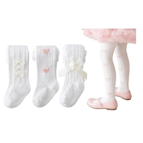 CHUNG Baby Girls Cotton Tights Thin Hollowed Summer with Bowknot Mesh Lace Fashion Toddler Footed Legging Pantyhose