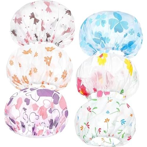 Shower Caps for Kids, 6 Pcs Reusable Kids Shower Caps for Girls, Toddler (6 Colors)