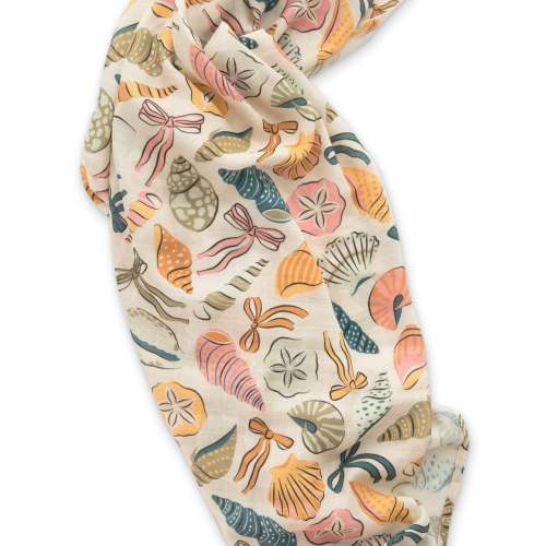 Baby Coastal Bows Bamboo Muslin Swaddle – Soft & Breathable Newborn Blanket by Ellie Sue