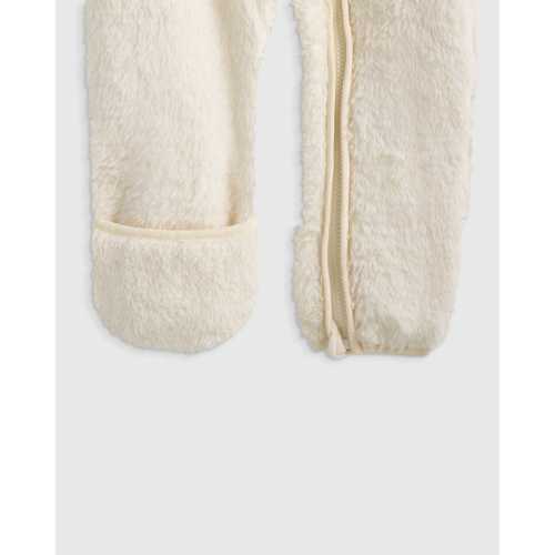 Recycled Sherpa Fleece Baby Bear Bunting - Baby in Ivory