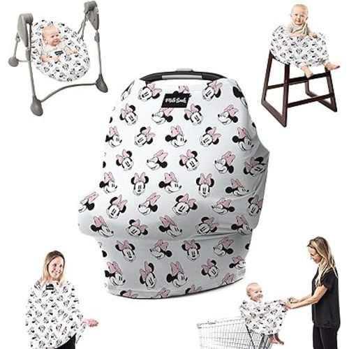 Milk Snob Original Disney 5-in-1 Cover, Minnie Mouse, Added Privacy for Breastfeeding, Baby Car Seat, Carrier, Stroller, High Chair, Shopping Cart, Lounger Canopy - Newborn Essentials, Nursing Top