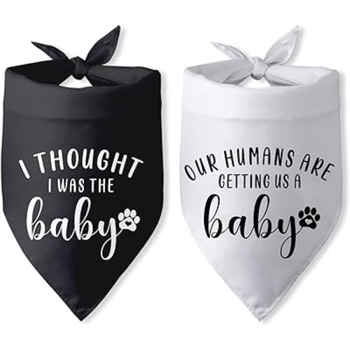 Our Humans are Getting us a Baby Dog Bandana Pregnancy Announcement Dog Scarf Accessories Gender Reveal Baby Announcement Photo Props for Large Medium Small Dogs 2 Packs
