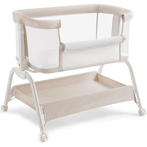 HARPPA Cuddly Lite Baby Bedside Bassinet 6 Height Adjustable Bassinet,Cream