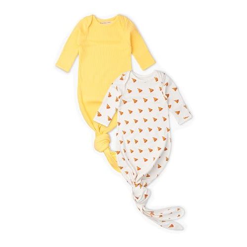 MONICA + ANDY Knot It Baby 2-pack Tie Gown, 100% Organic Baby Clothes for Boys & Girls, Sizes For Preemie, Newborn & Infant