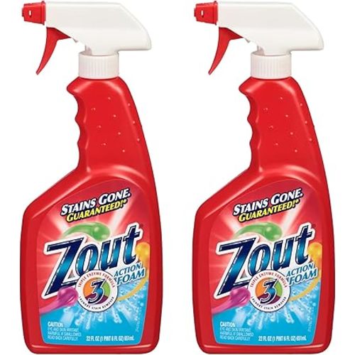 Zout Laundry Stain Remover Spray, Triple Enzyme Formula, 22 Ounce Bottles, 2-Pack