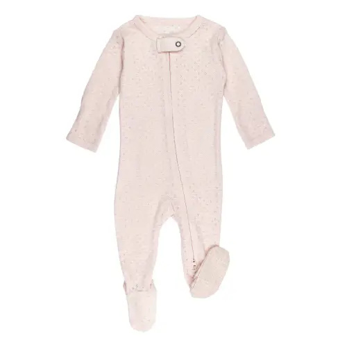 Cotton Candy | Organic Pointelle Zipper Footie 3-6m