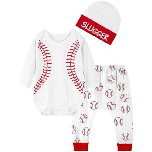 COSLAND Baby Boys' 3pc Sports Outfits, Infant Cotton Clothing Set, Newborn-12 Months