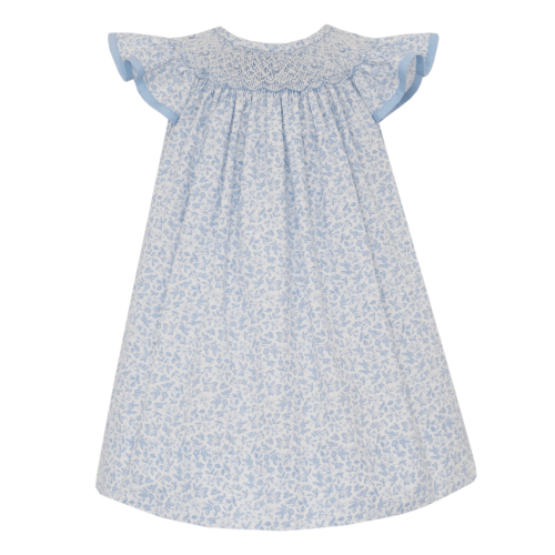 Petit Bebe Blue Floral Smocked Bishop Dress - Spoiled Sweet Boutique - Spoiled Sweet Boutique