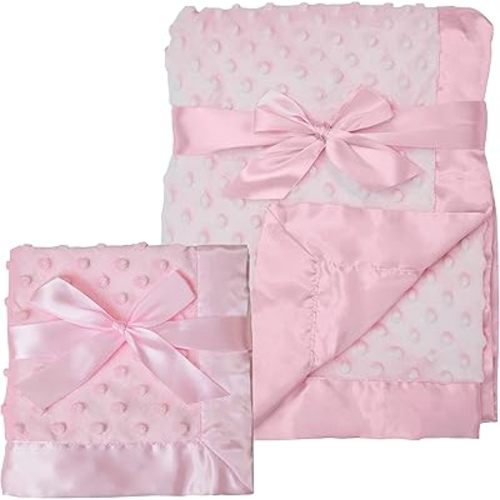 American Baby Company Heavenly Soft Chenille Blanket Set, Receiving Blanket (30" x 40") & Security Blanket (14" x 14"), Warm and Cozy, Pink, for Girls