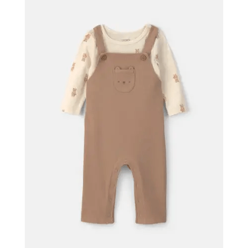 Baby 2-Piece Bear Long-Sleeve Overall Set - Brown | Carter's