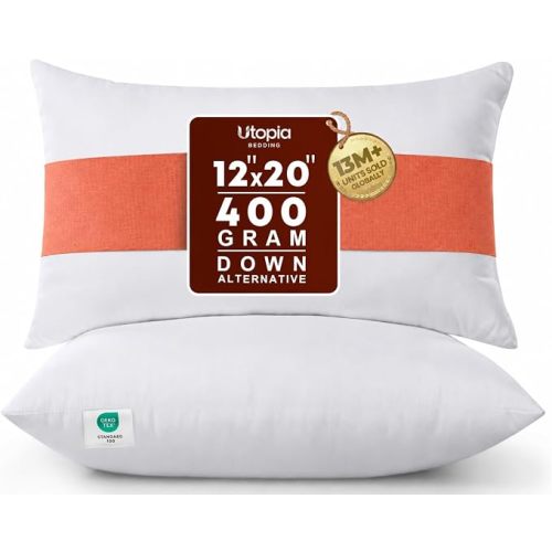 Utopia Bedding 12x20 Pillow Inserts, White Throw Pillows for Couch, 2 Pack