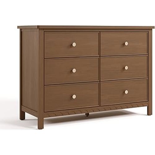 Graco Sasha 6 Drawer Dresser (Hazelnut) – GREENGUARD Gold Certified, Wood Storage for Nursery or Kids’ Room, Safe Interlocking Drawer System & Easy Assembly with Pre-Installed Tracks