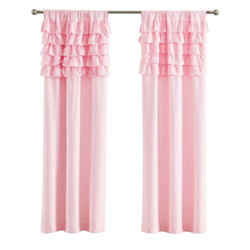 Your Zone Reversible Ruffle Blackout Curtain Panel, 1 Panel, Pink, 37" W x 84" L