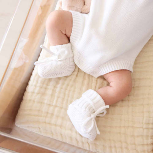 Knit Baby Booties | Snow