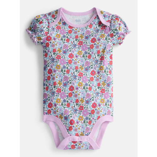 Wonder Nation Baby Girls' Graphic Cotton Bodysuit with Short Puff Sleeves, Sizes 0M-24M