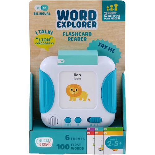 Chuckle & Roar Word Explorer Interactive Flashcard Reader System with 100 First Words & Game Mode, Ages 2-5+