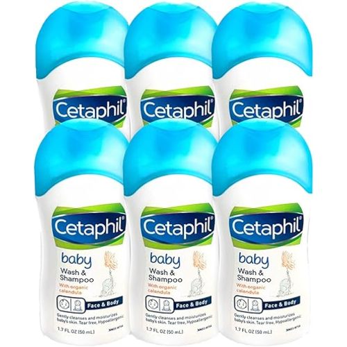 Baby Shampoo and Body Wash by Ceta phil, Travel size, Bulk, Tear free, Hypoallergenic, (Pack of 6), 1.7 fluid_ounces