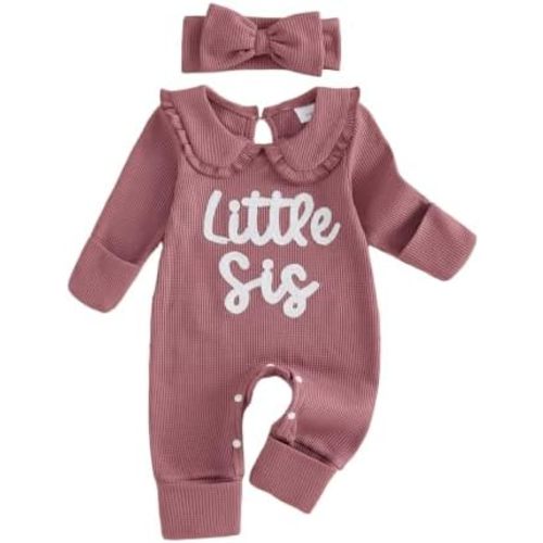 Newborn Baby Girl Fall Outfit Romper Jumpsuit Infant Waffle Clothes