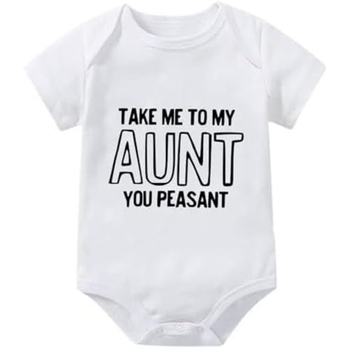 Take Me To My Aunt You Peasant Baby Romper Short Sleeve Infant Bodysuit Newborn Outfits